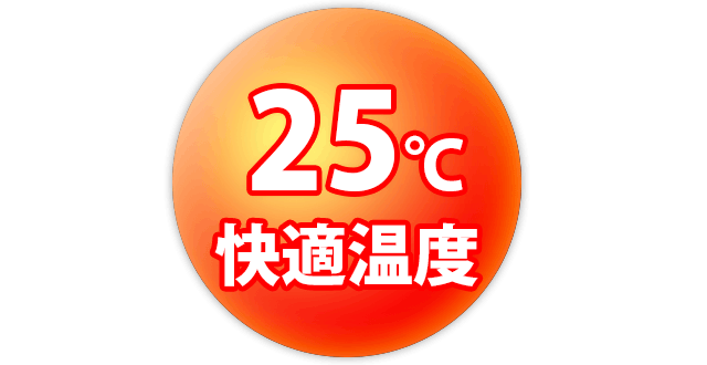 床暖房のじょうずな使い方の1つに床の表面温度を25℃に保つことがあげられることを説明した画像です。